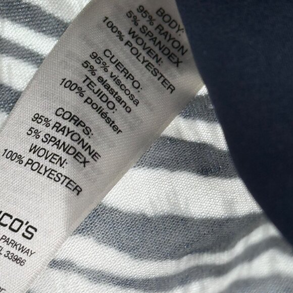 Chicos 2 V-Neck Zebra Two-In-One Top shirt black silver foiled knit size large - Picture 4 of 15